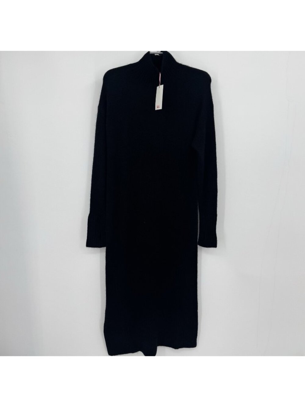 Kilte Collection Grace Wool-Cashmere Midi Sweater Dress with Mock Neck in Black